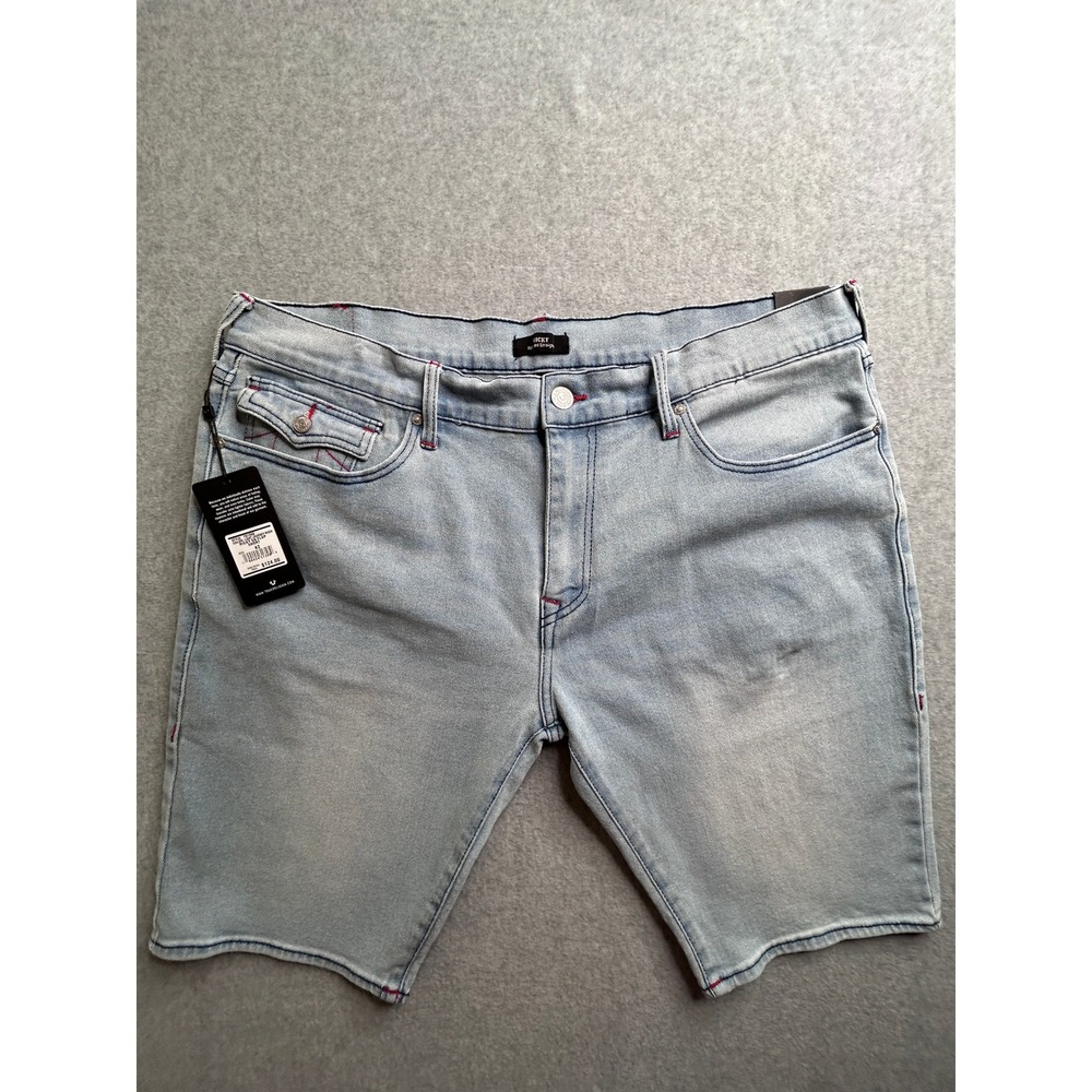 True Religion Ricky Relaxed Straight Denim Shorts Light Journey Wash Mens 42 NWT